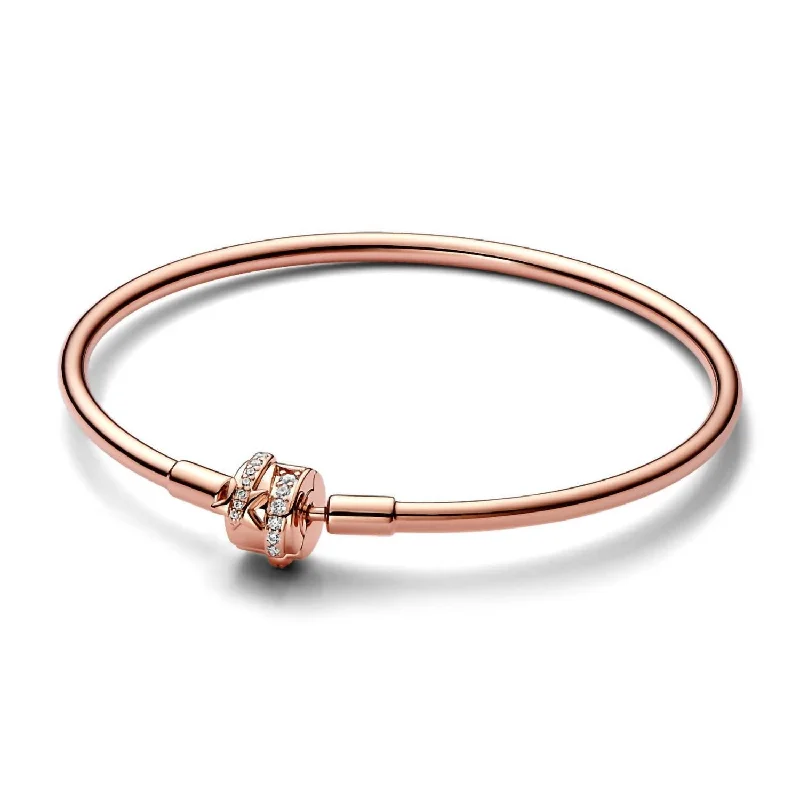 stylish charm bracelet for casual wear-14K Bangle With Shooting Star 17Cm In Rose Gold