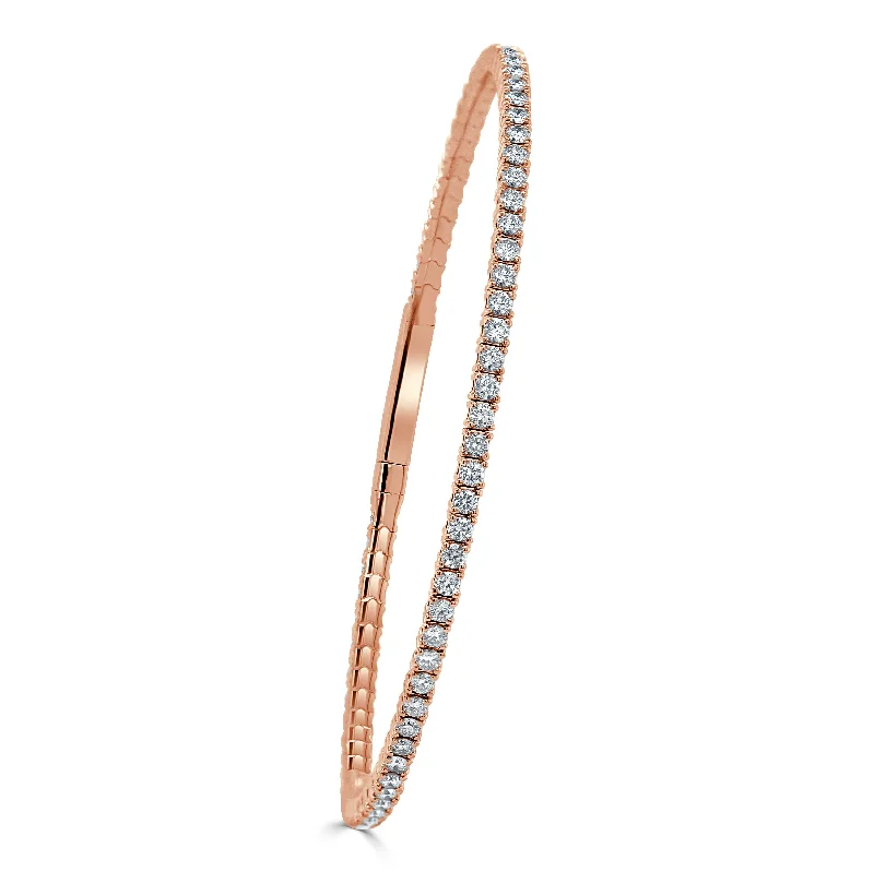 multi-layered gold bracelet for weddings-14k Gold & Diamond Flexible Bangle