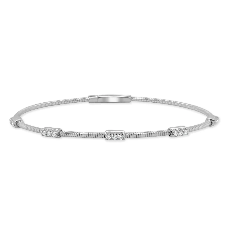 simple chain bracelet with heart pendant-14k Gold & Diamond Flexible Bangle