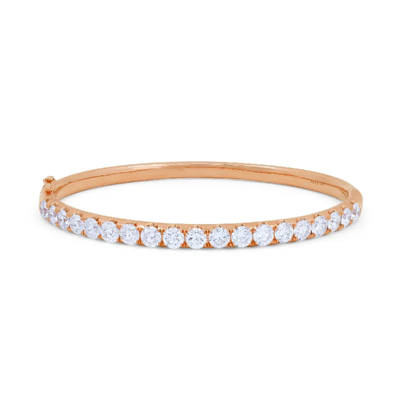 elegant bangle bracelet with diamonds-18 kt rose gold bangle adorned with 4.81 cts tw of diamonds