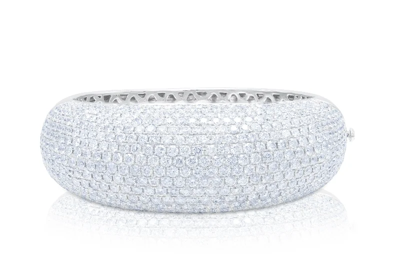 unique beaded bracelet for casual wear-18 kt white gold pave bangle