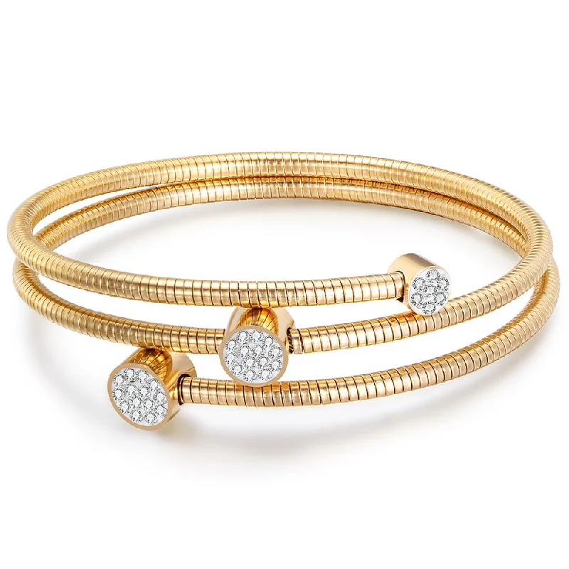 unique silver bracelet for wedding gift-18K Gold & Cz Wrap Bangle Bracelet