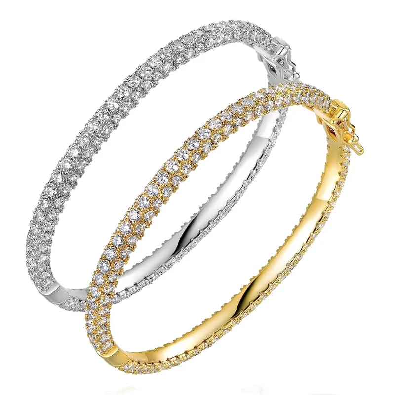 gold bracelet with charm for best friend-18K Gold & Silver Embellished Bangle Set