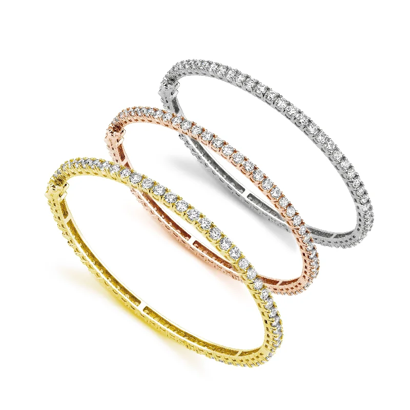 gold bracelet for special gift occasion-18kt tri-color set of white, yellow, and rose gold bangles