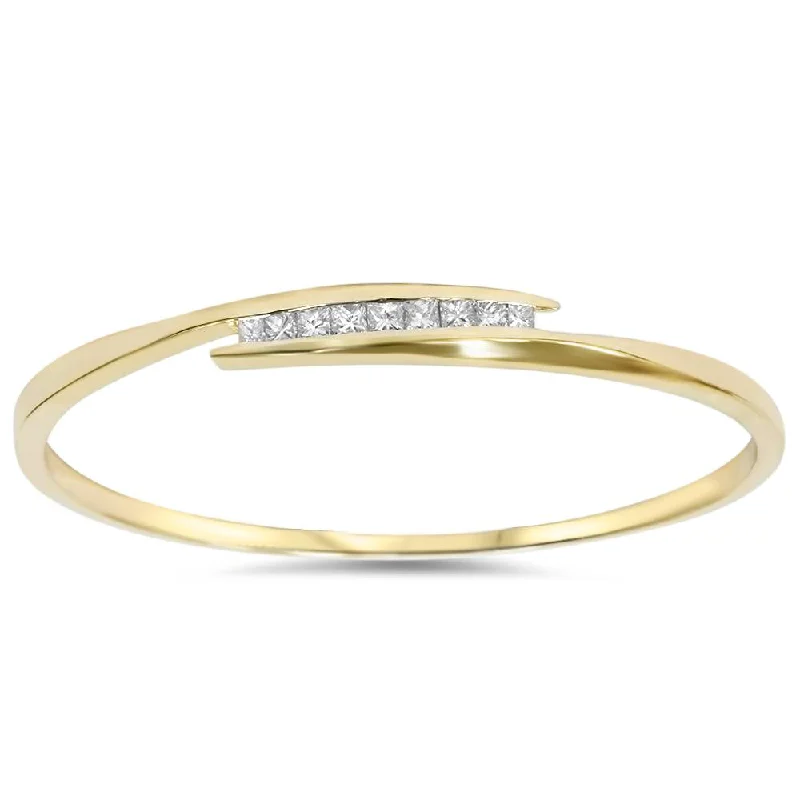 bohemian-style bracelet for casual look-1ct Princess Cut Diamond Bangle Channel Set Solid 10K Yellow Gold