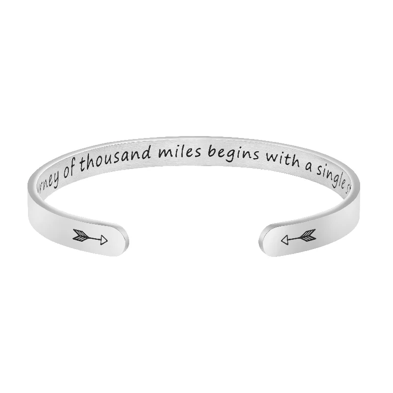 engraved bracelet with date for couples-A Journey of Thousand Miles Begins with A Single Step