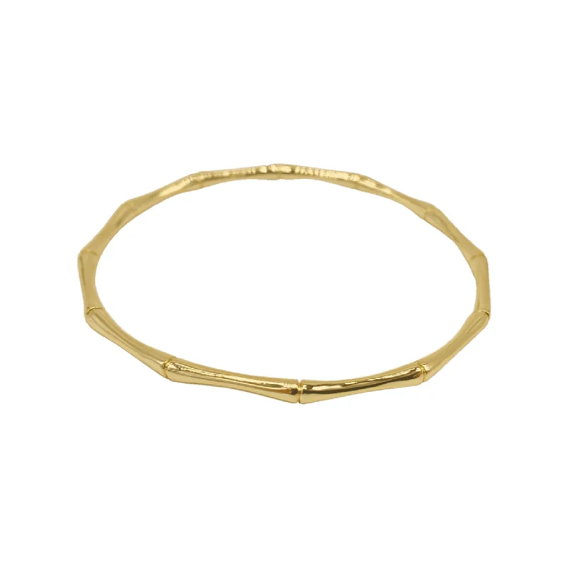 simple chain bracelet with heart pendant-Bamboo Bangle gold