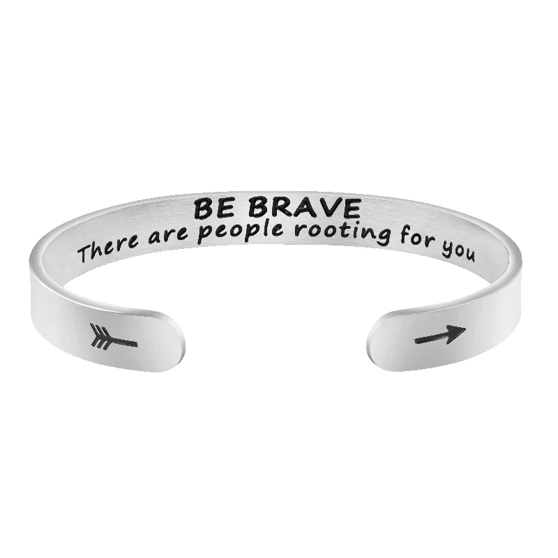 gold bracelet with heart charm for her-Be Brave There are people rooting for you BBF Gift