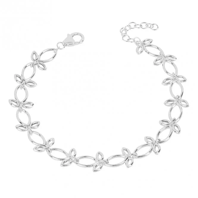 silver bracelet with heart-shaped pendant-Nature Chain Bracelet B5393