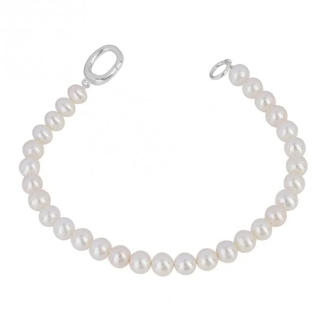 silver chain bracelet with charms-Pearl Charm Holder Catch Bracelet B5388W