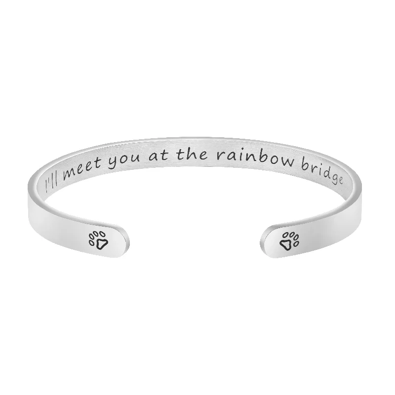 women’s bracelet with angel charm-I'll Meet You At The Rainbow Bridge | Dog Memorial Bangle