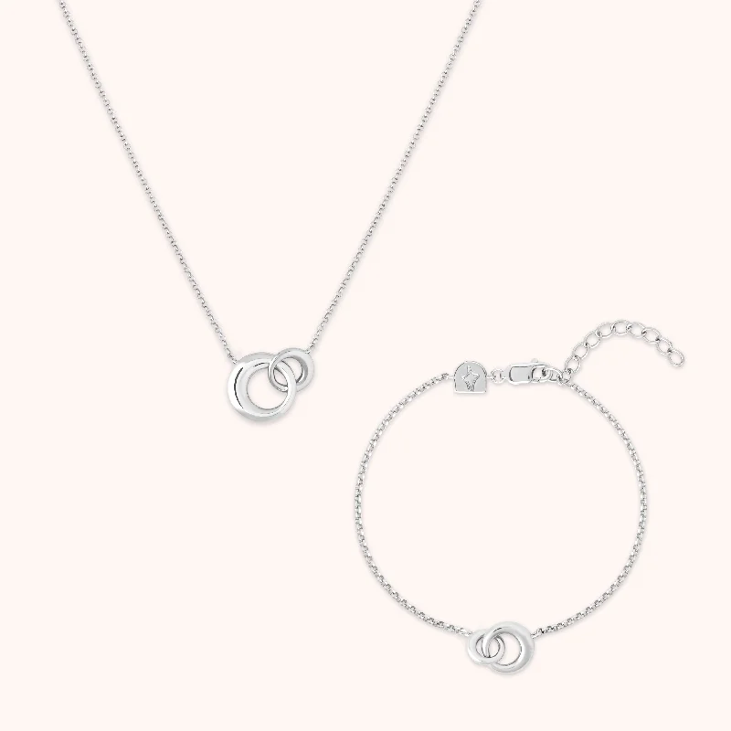 stackable bracelets with silver charms-Dome Link Gift Set in Silver