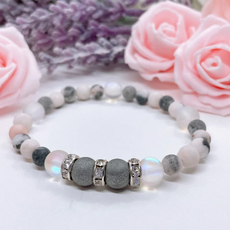 bracelet for anniversary with engraved message-Druzy Rhinestone Companion Bracelet