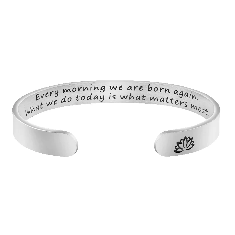 silver bracelet for anniversary gift-Every Morning We are Born Again Quote Encouraging Gift