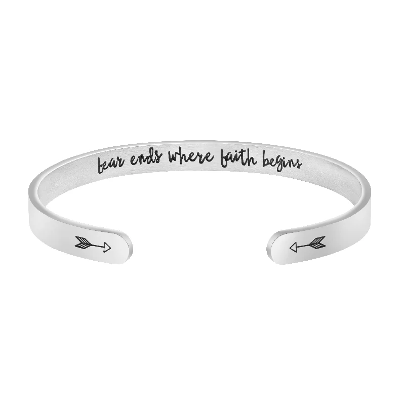 silver bracelet for men with stone charm-Fear Ends Where Faith Begins