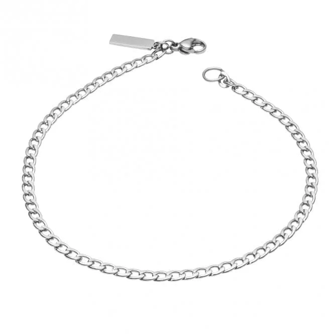 custom silver bracelet for graduation-Fine Curb Chain Bracelet B5412