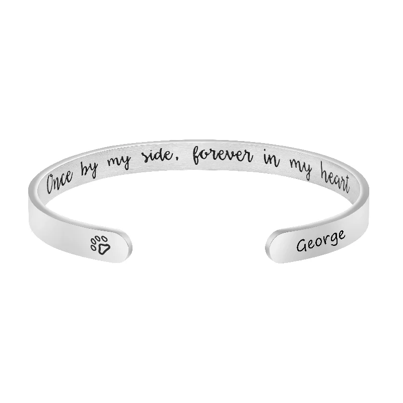 silver bracelet with love heart charm-George Pet Memorial Jewelry Personalized Dog Sympathy Gift