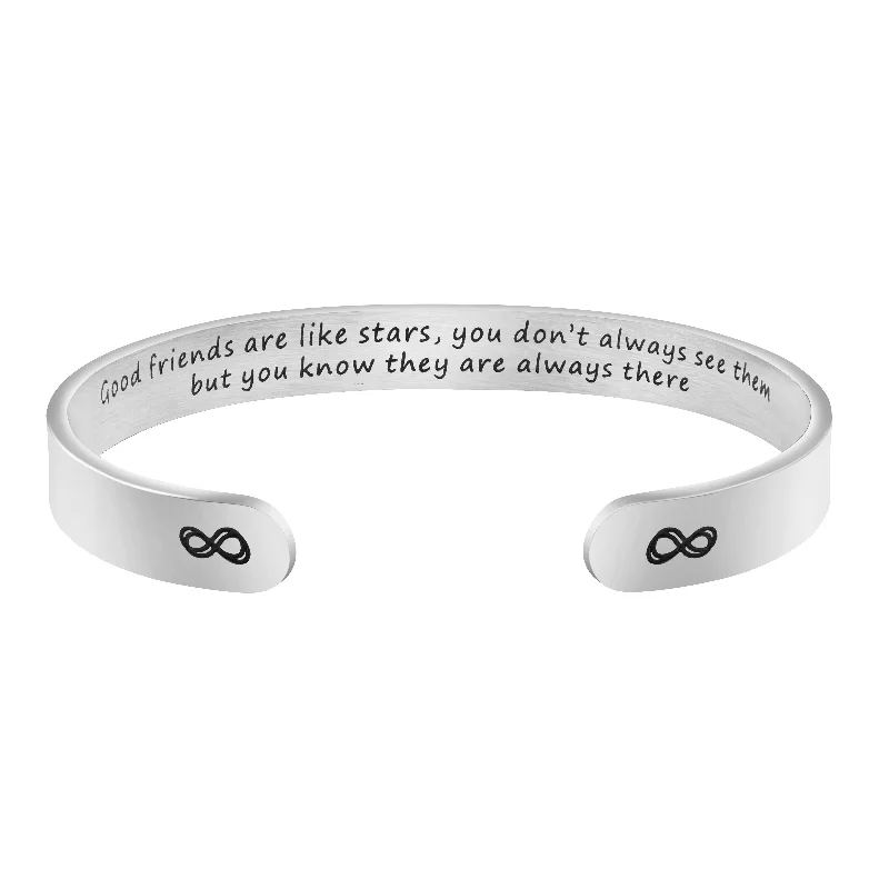 custom leather bracelet with quote-Good friends are like stars, you don't always see them but you know they are always there.