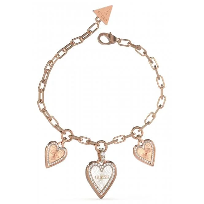 trendy bracelet with rainbow gemstones-Ladies Love Me Tender Silver Rose Gold Crystal Bracelet UBB03235RHRGL