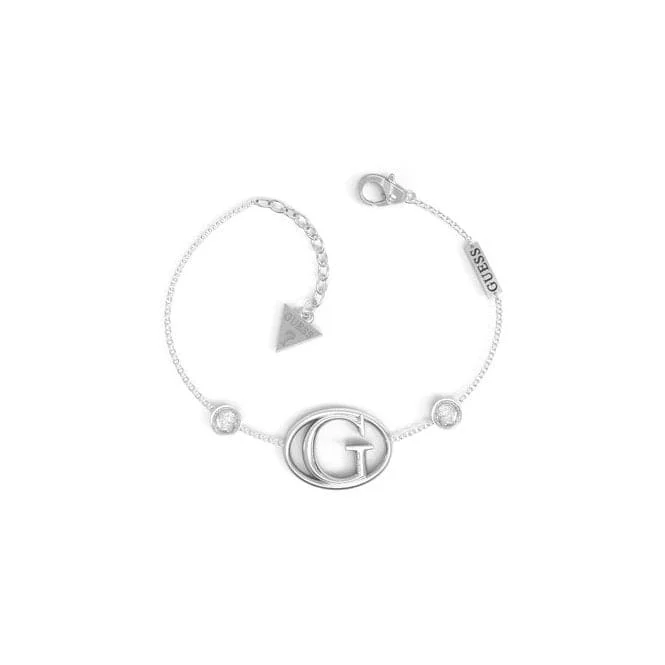 gold bracelet with moon charm for women-Rhodium Plated G Logo Crystal Bracelet UBB01047RHL