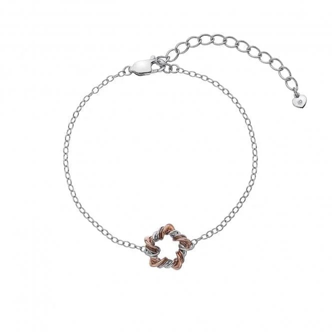 gold bracelet with charm for best friend-Sterling Silver Rose Gold Plate Vine  Accents Bracelet DL600