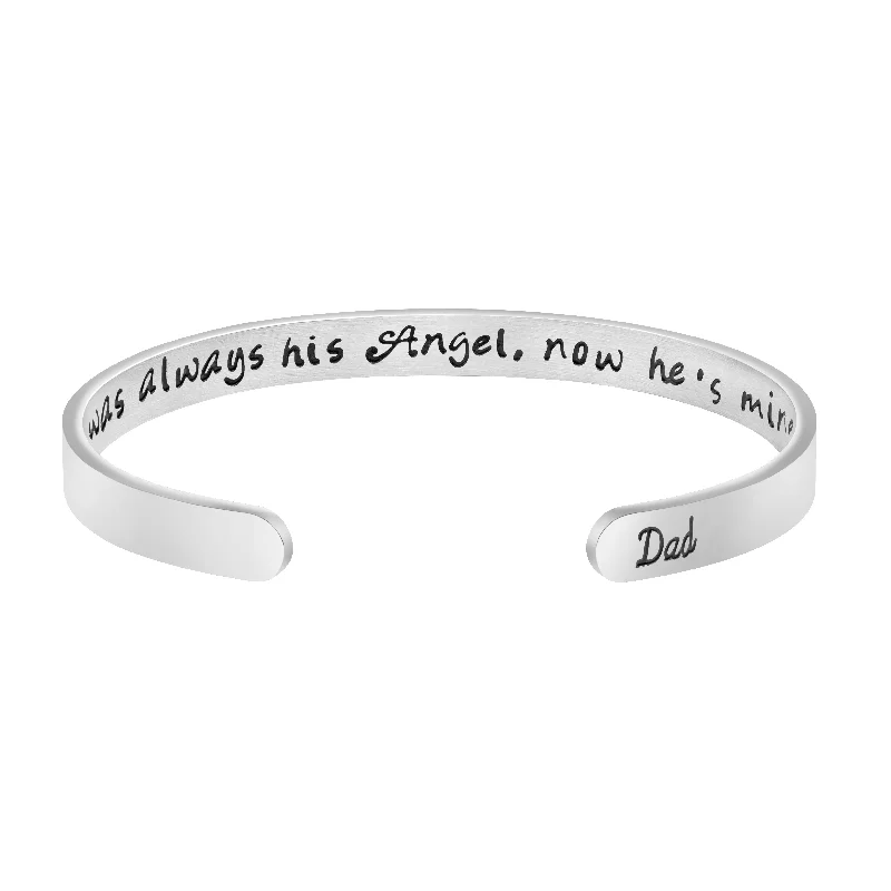 personalized bracelet with message for her-I Was Always His Angel Now He is Mine Memorial Gift