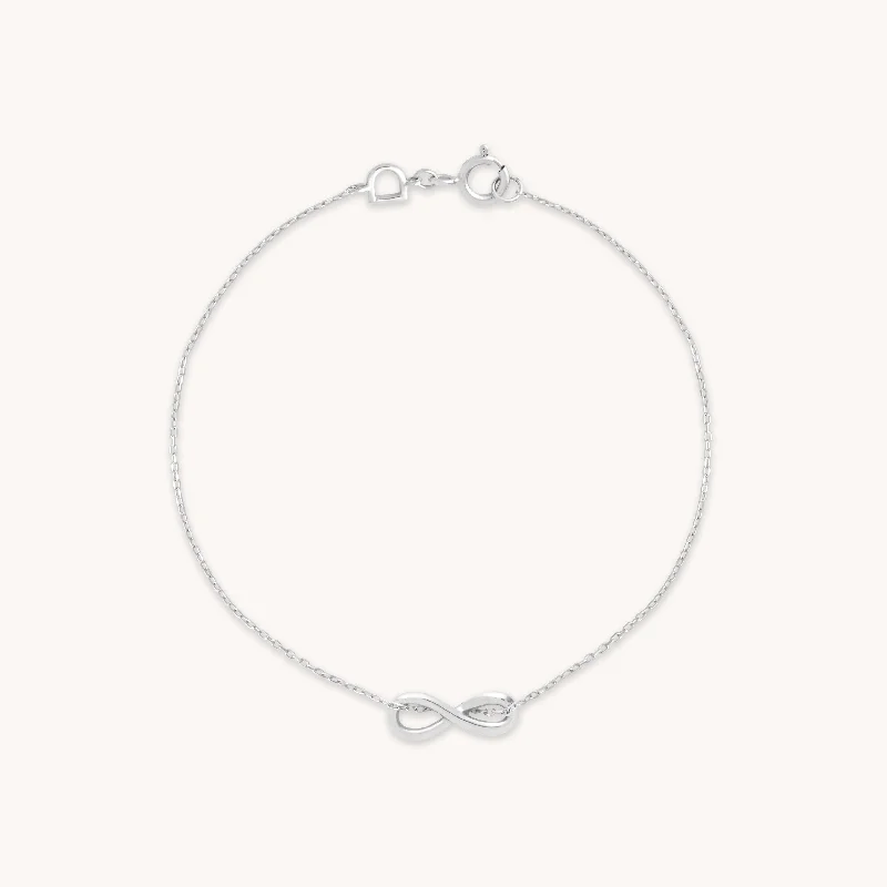 silver bracelet for casual everyday wear-Infinite Charm Bracelet in Solid White Gold