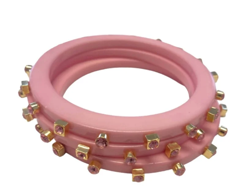 bracelet with engraved initials for couples-Jewel Bangles In Pink