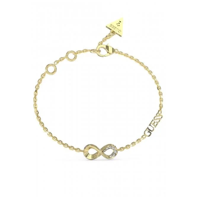 gold bracelet with heart charm for her-Ladies Endless Dream Gold Crystal Bracelet UBB03270YGL