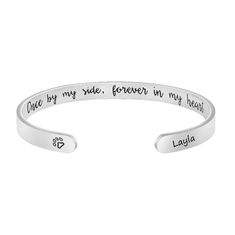 silver bracelet with rose gold accents-Layla Pet Memorial Jewelry Personalized Dog Sympathy Gift