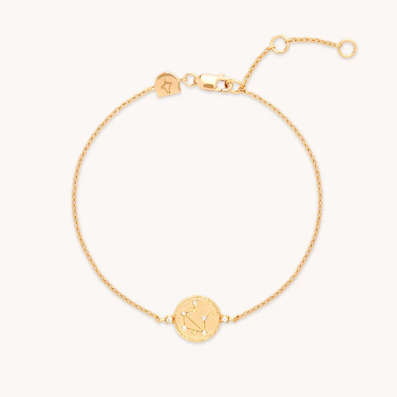 minimalist bracelet with engraved message-Libra Zodiac Bracelet in Gold