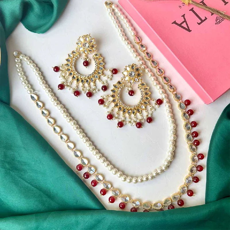 unique beaded bracelet for casual wear-Mahnoor Set (Maroon)