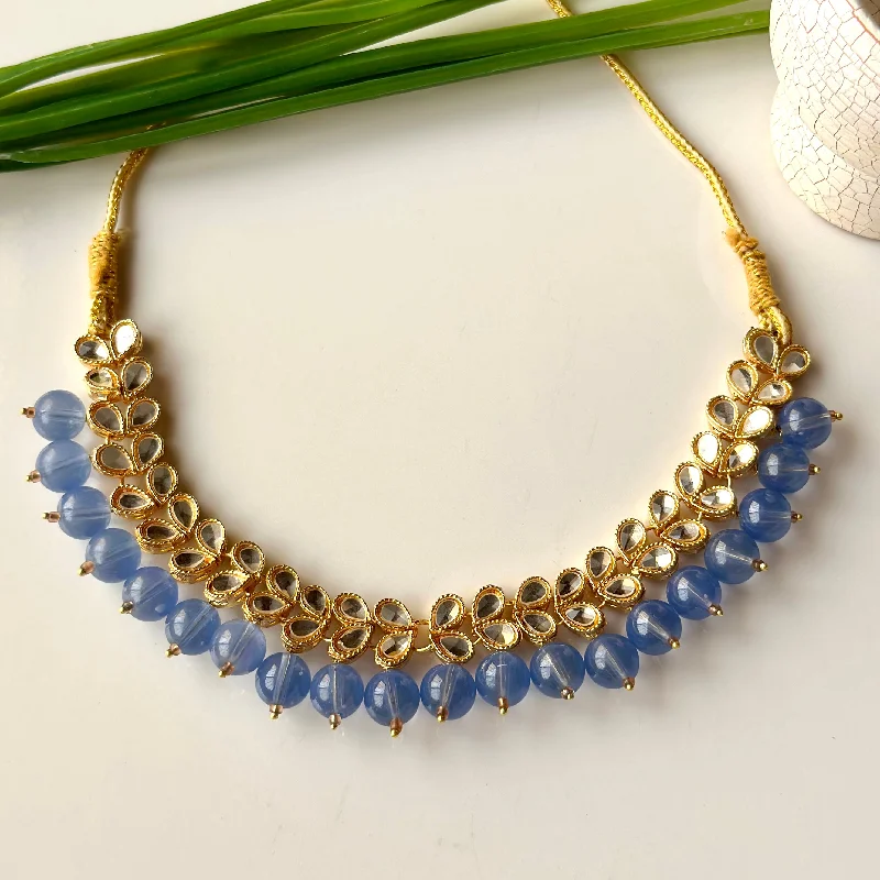 trendy bracelet with rainbow gemstones-Mirha Neckpiece (Blue)