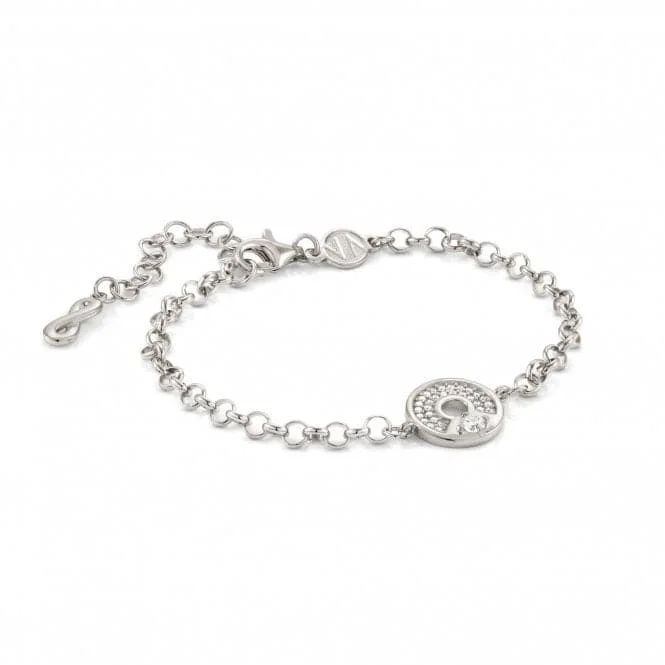 women’s bracelet with floral design-Sentimental Silver Zirconia Round Silver Bracelet 149201/017