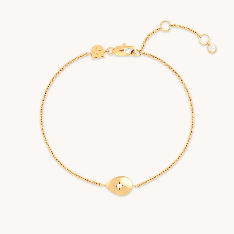 minimalist silver bracelet with gemstone-Pear Charm Bracelet in Gold