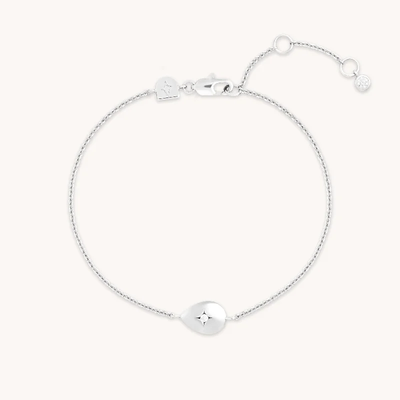 silver bracelet with floral charm-Pear Charm Bracelet in Silver