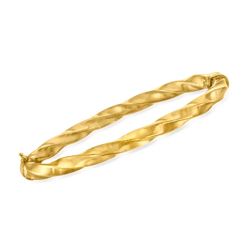 simple leather bracelet for everyday use-Ross-Simons 18kt Gold Over Sterling Twisted Bangle Bracelet