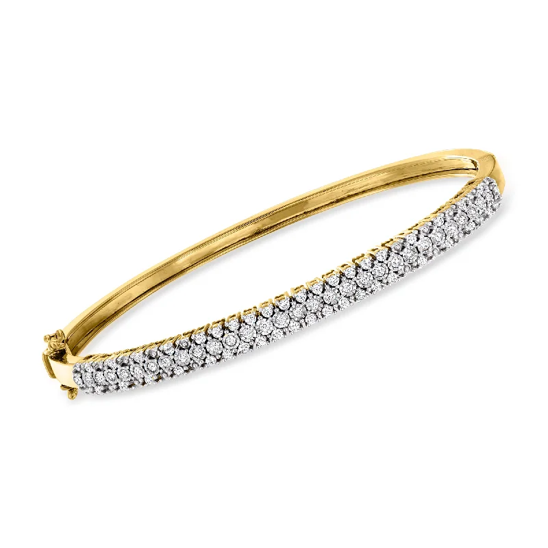 luxury bracelet with diamond accents-Ross-Simons Diamond Bangle Bracelet in 18kt Gold Over Sterling