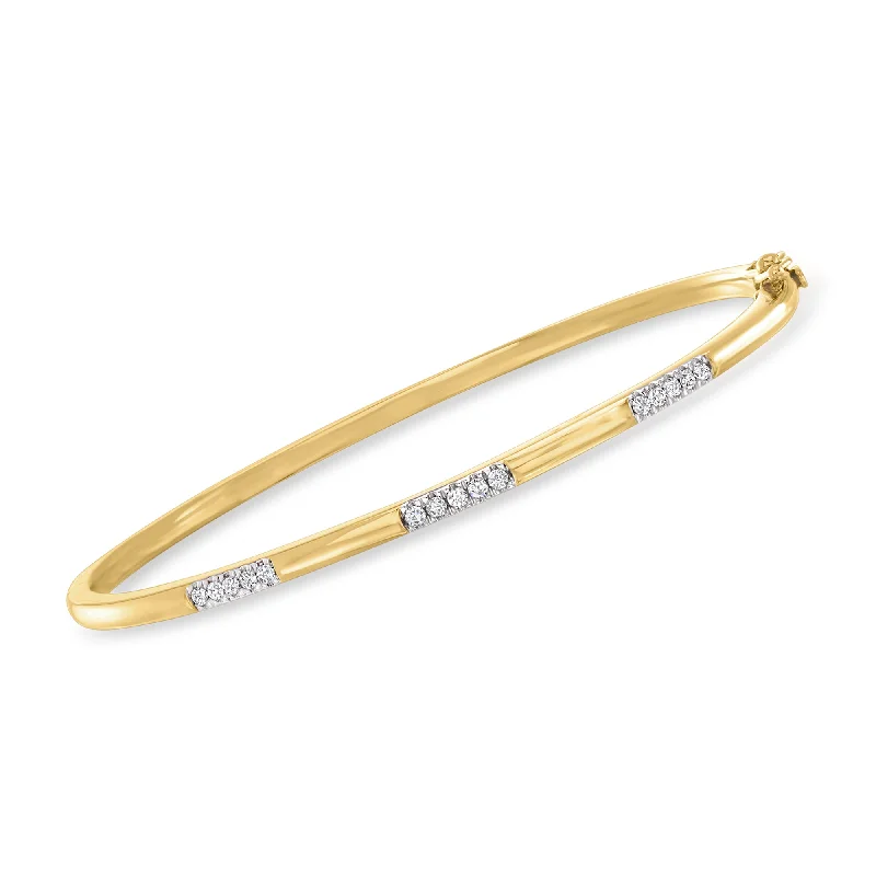 luxury bangle bracelet for women-Ross-Simons Diamond Bangle Bracelet in 18kt Gold Over Sterling