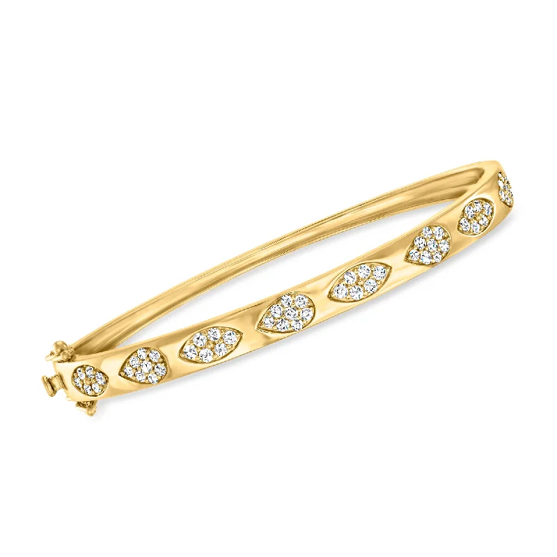 bracelet with engraved initials for couples-Ross-Simons Diamond Geometric Cluster Bangle Bracelet in 14kt Yellow Gold