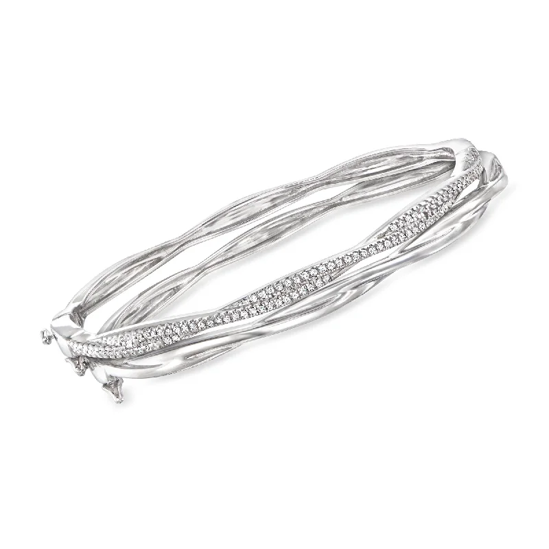 charm bracelet for birthday celebration-Ross-Simons Diamond Jewelry Set: 2 Twisted Bangle Bracelets in Sterling Silver