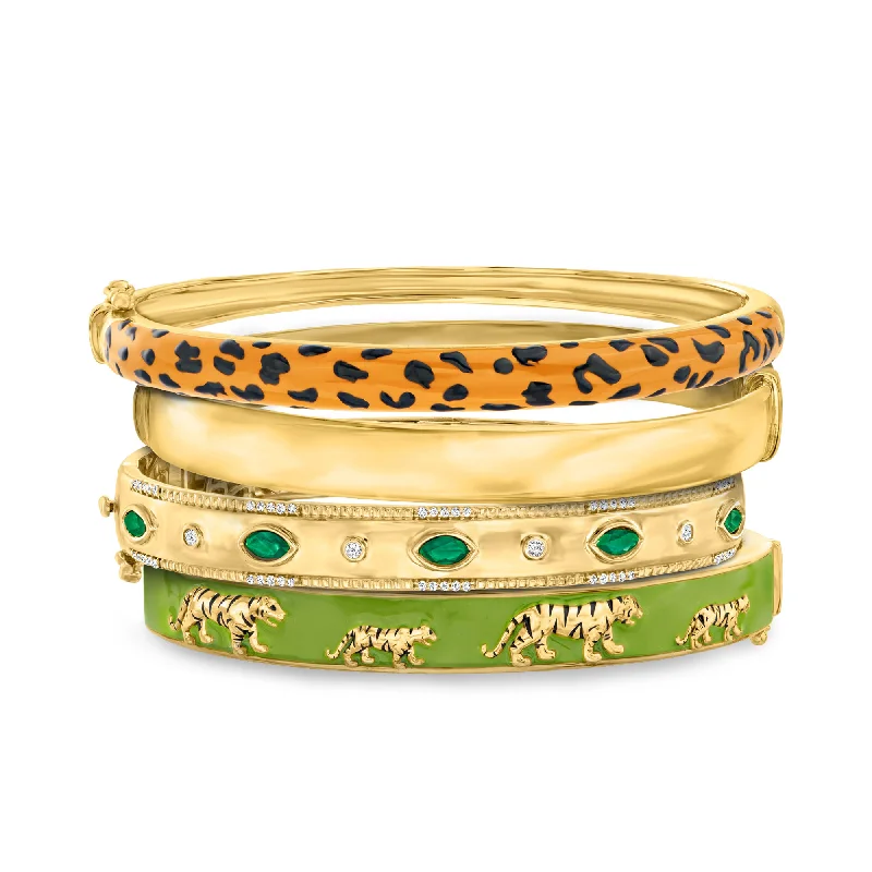 simple leather bracelet for everyday use-Ross-Simons "Fierce Stack" Set Of 4 Bangle Bracelets in 18kt Gold Over Sterling