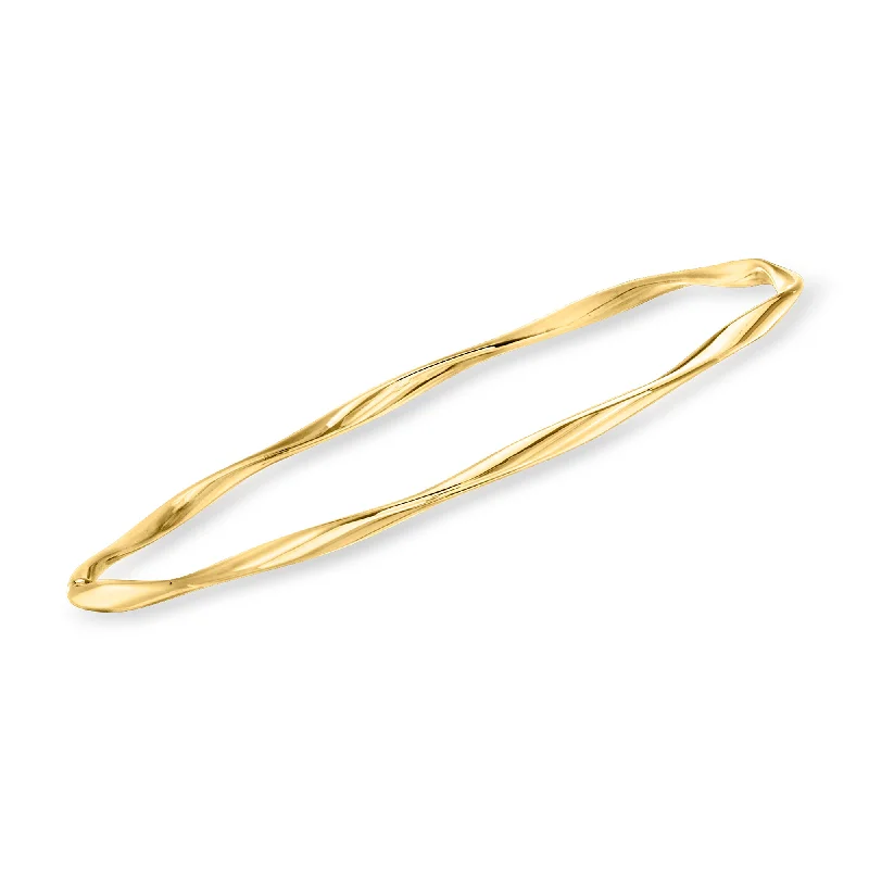 custom engraved bangle bracelet-Ross-Simons Italian 14kt Yellow Gold Twisted Bangle Bracelet