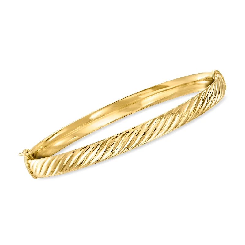 silver chain bracelet with moon charm-Ross-Simons Italian 18kt Yellow Gold Twisted Bangle Bracelet