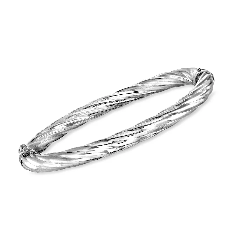 elegant chain bracelet for women with pearl-Ross-Simons Italian 6mm Sterling Silver Twisted Bangle Bracelet