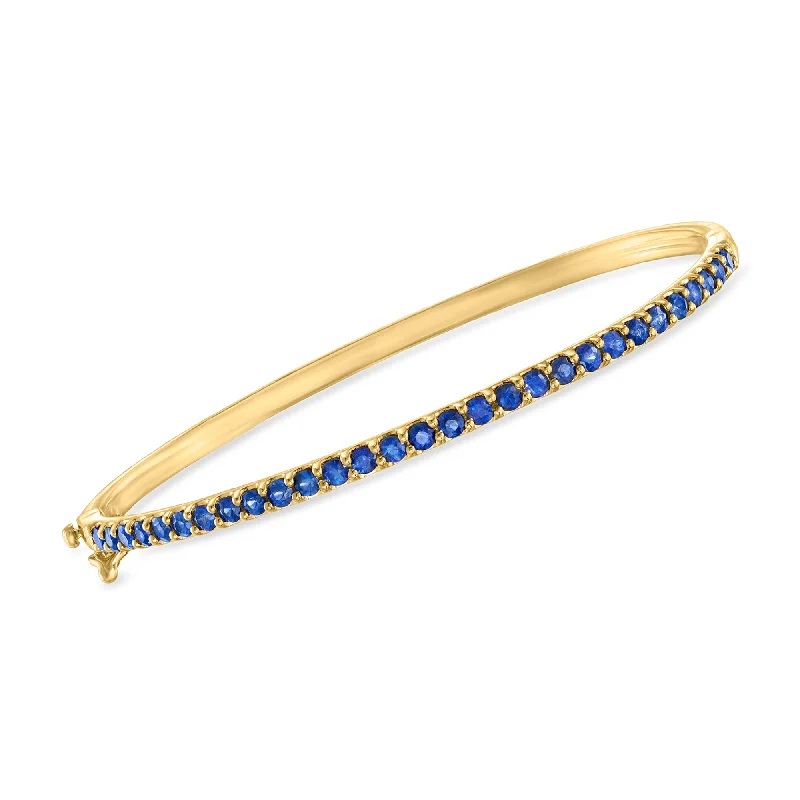 personalized gold bracelet with birthstones-Ross-Simons Sapphire Bangle Bracelet in 18kt Gold Over Sterling