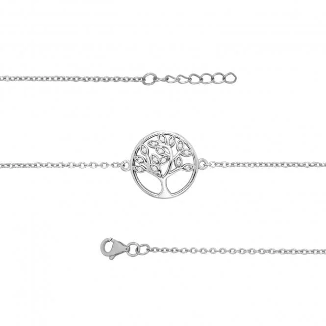 silver bracelet with tree of life charm-Acotis Silver Jewellery Ladies Zirconia Tree Of Life Bracelet G2676