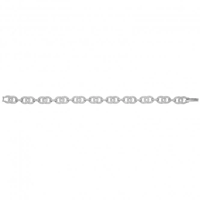 friendship bracelet with leather cords-Acotis Silver Jewellery Ladies Zirconia Bracelet G2585