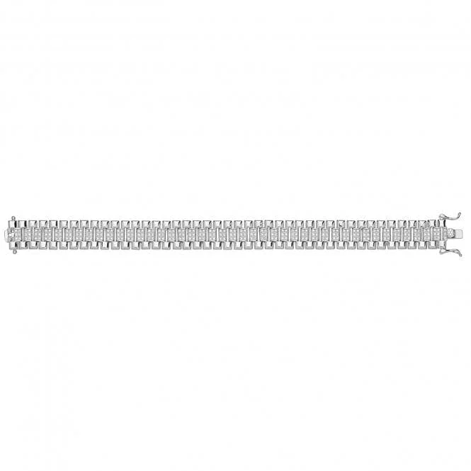 tennis bracelet with diamonds and sapphires-Acotis Silver Bracelet Zirconia Set Watch Strap G2686