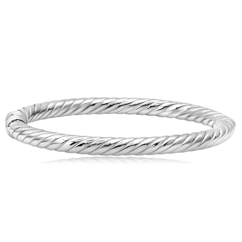 stylish beaded bracelet with charm-Sterling Silver Braided Bangle Bracelet 7 inch